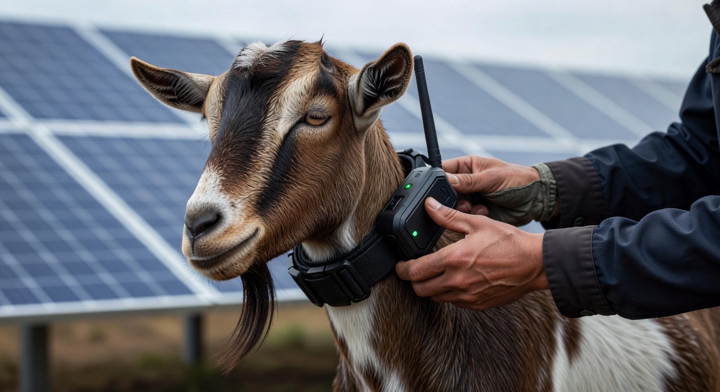 GPS tracking collar being fitted